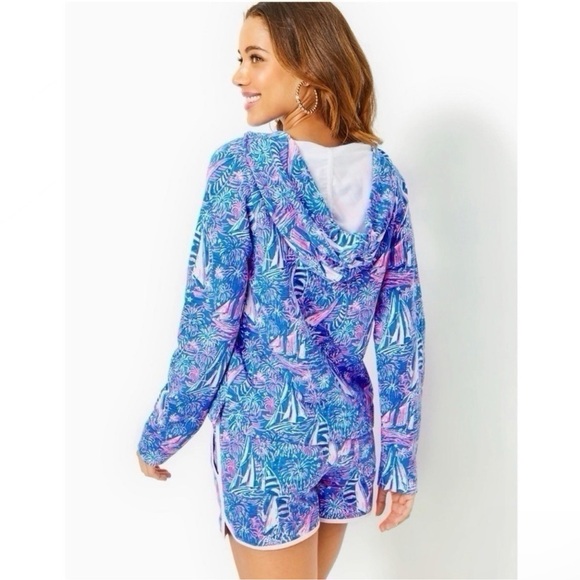 Lilly Pulitzer Kiawah long sleeve hoodie in Boca blue it’s a sailabration L NWT - Picture 3 of 14